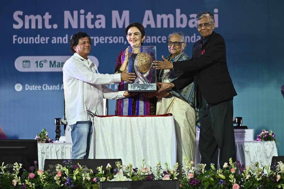 Dream big and walk the path of righteousness: Nita Ambani inspires KISS students while receiving prestigious Humanitarian Award