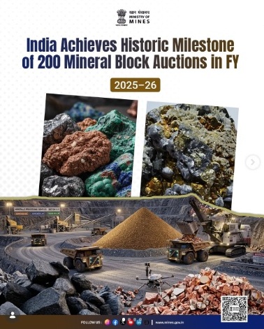 India hits record 200 mineral block auctions in FY26, signalling strong momentum in resource sector reforms