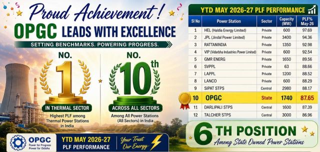 OPGC tops India’s State Power Sector Rankings, emerges as benchmark in generation efficiency