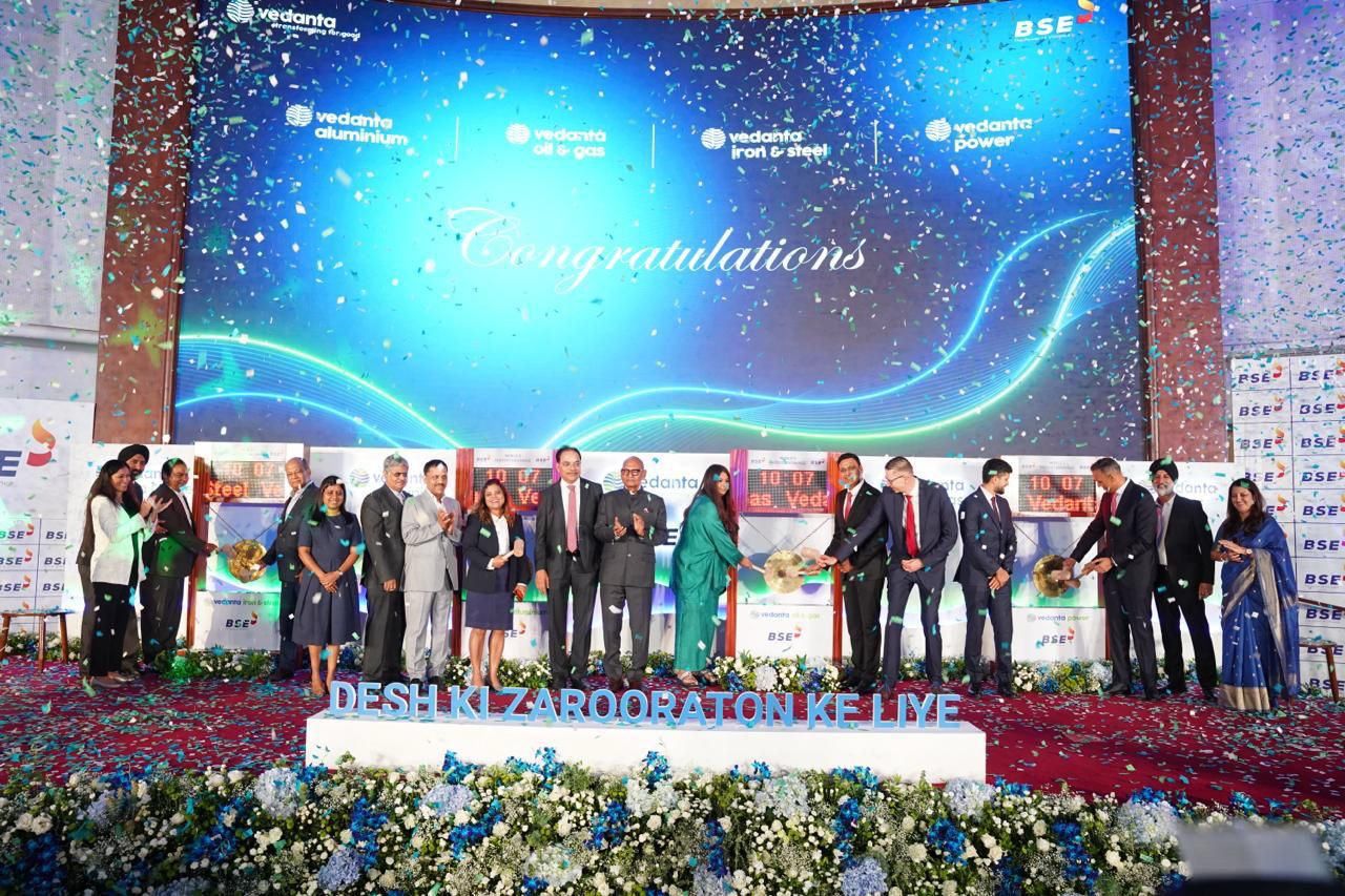 Vedanta scripts corporate history with simultaneous listing of four independent companies on BSE and NSE
