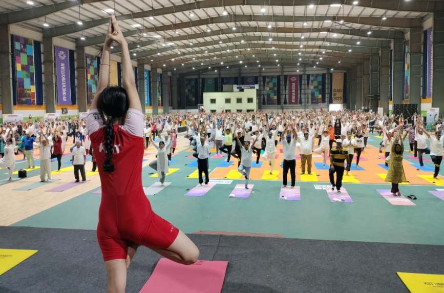 KIIT & KISS mark 12th International Day of Yoga with participation of over 6,000 students and staff