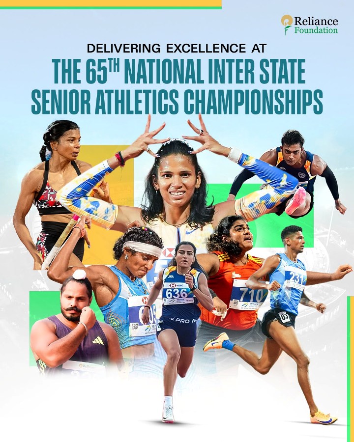 Reliance Foundation athletes rule Inter-State Athletics with 33 medals, 15 Asian Games qualifiers