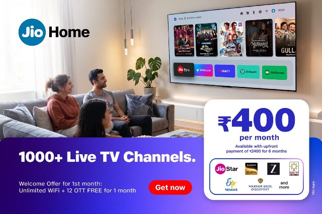 Jio rolls out JioHome TV Pack at ₹400/month, bundling 1,000+ live TV channels and premium OTT apps
