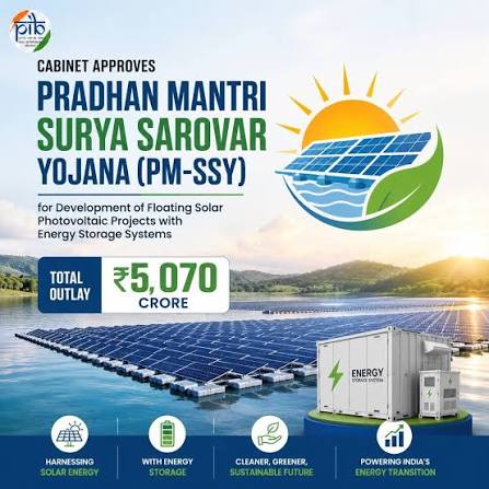 Cabinet clears ₹5,070-crore PM Surya Sarovar Yojana to add 5 GW floating solar capacity with energy storage