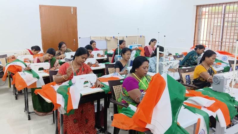 Odisha Mission Shakti women prepare 60 lakh flags for Har Ghar Tiranga