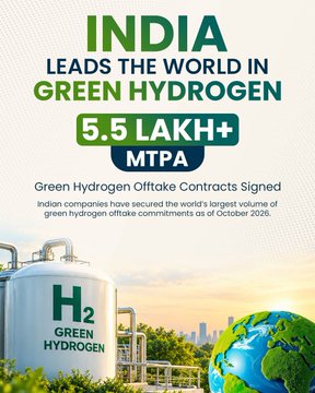 India emerges global leader in green hydrogen with 5.55 lakh tonne annual offtake commitments